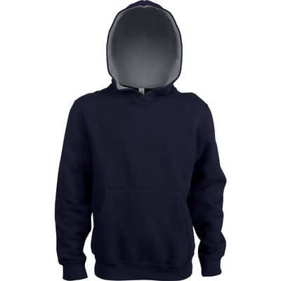 Kariban Kinder hooded sweater met gecontrasteerde capuchon K453 - Navy / Fine Grey - 6/8 Y (6/8 ans)