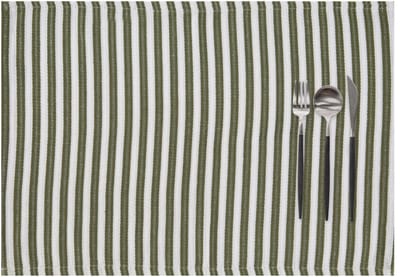 Tiseco - Placemat YINTE - SET/6 - gestreept - 33x45 cm - rechthoek - olijfgroen