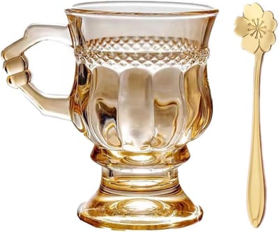 Vintage Glazen Mok met Oor voor Koffie, Rode Wijn, Water en Cocktails - Perfect voor Feestjes en Dagelijks Gebruik