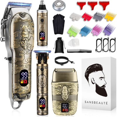 Professionele Draadloze 5-in-1 Tondeuse met Foil Shaver - Sansbeauté - Tondeuse Mannen Hoofdhaar - Cheveux Haar - Haartrimmer - Kapper Haar Machine - Haartondeuse - Trimmer Baard - Barbe Hair Clipper - Kapper Buddha Trimmer - Barber Set - Kappersset