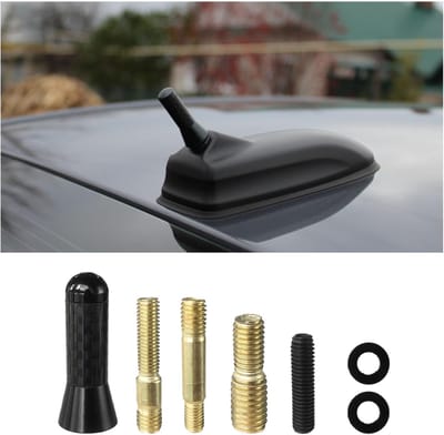 Korte antenne voor auto's, vervanging van 1,37-inch aluminium radioantenne, koolstofvezelantenne-kit met schroef, AM/FM-dakinstallatie ontvangsantenne voor de meeste auto's en SUV's (zwart)