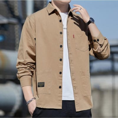 Lente Nieuw Langmouwig Shirt Heren Koreaanse Stijl Jong en Middelbare Leeftijd Heren Langmouwig Shirt Casual Effen Kleur Heren Tops XXXL gray