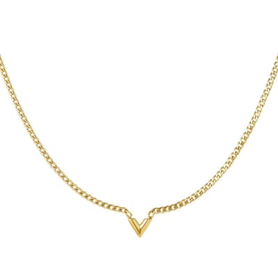 Edelstalen Ketting Letter V - Yehwang - Schakelketting - One size - Goud