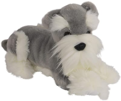 Boony Natural Decoration Pluche Schnauzer - Kleur: Peper en Zout - Liggend 36 cm