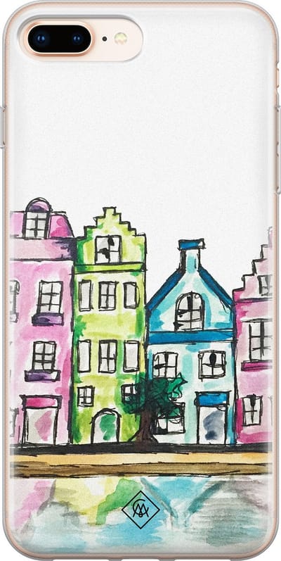 Casimoda® hoesje - Geschikt voor iPhone 8 Plus - Amsterdam - Siliconen/TPU telefoonhoesje - Backcover - Amsterdam - Multi