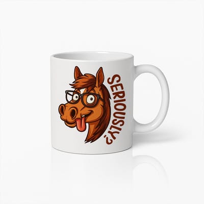 Grappige 330ml Mok - 'Serieus?' - Humoristische Paard Ontwerp Kopje voor Dierenliefhebbers