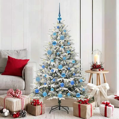 vidaXL - Kunstmatige - Voorverlichte - Kerstboom - met - Ballenset - Groen - 150 - cm