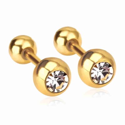 WeLoveSilver - Goudkleurige oorstekers - Chirurgisch staal - Kristal - 6mm