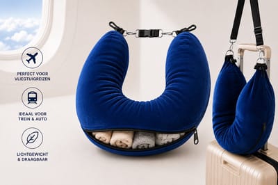 Cozyvent XL Multifunctioneel Reiskussen met Opbergruimte - Voor Vliegtuig Trein en Auto - nekkussen - rugkussen voor reizen extra lang - handbagage besparen - opvulbaar reiskussen - reiskussen met draagriem - reisaccessoires vliegtuig