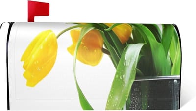 Brievenbus Decoratie - Brievenbushoes Wrap - Buiten Tuin Decoratie - Magnetische Bevestiging - 46 x 53 cm - Geel Bloemenprint