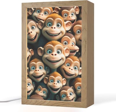 Nachtlampje 20x30 cm - Kinder lampje - Aap - Dieren - Bruin - Design - Meiden - Jongens - Tafellamp kinderkamer - Slaapkamer lamp - Bedlamp kinderen - Kinderlampje stopcontact - Wandlamp babykamer - Nachtlampjes