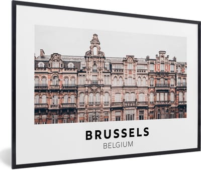 Fotolijst incl. Poster - België - Brussel - Huizen - 60x40 cm - Posterlijst