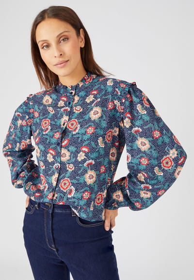 Damart - Blouse in *zuivere viscose - Dames - Blauw - 40