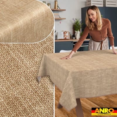 ANRO Tafelkleed Effen linnenlook Meerkleurig 350x140cm Met sierband Afwasbaar Waterafstotend