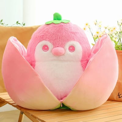 Dessin Animé Fruit Pingouin Fruit Fruit Poupée Pingouin Polaire Poupée en Peluche Enfants Compagnie Pour Réconforter Filles Oreiller Cadeau 50cm