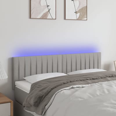 vidaXL - Hoofdbord - LED - 144x5x78/88 - cm - stof - lichtgrijs