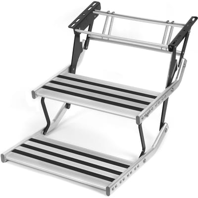 Marchepieds doubles pour camping-car Manuel Pliable Alliage d'aluminium Échelle avec Tige de fixation à vis Antidérapant Montage M10