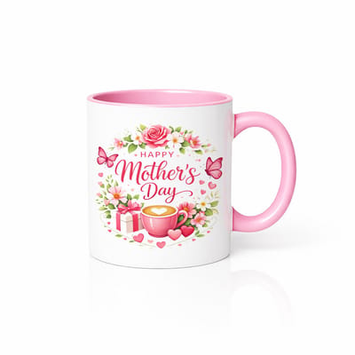 Roze-Witte Koffiemok 330 ml – Schattige Keramische Theemok Cadeau voor Vrouwen & Meisjes