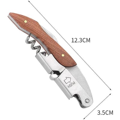 Tire-bouchon professionnel en acier inoxydable, tire-bouchon portable avec manche en bois, ouvre-bouteille de bière multifonction, outil de cuisine et de bar brown