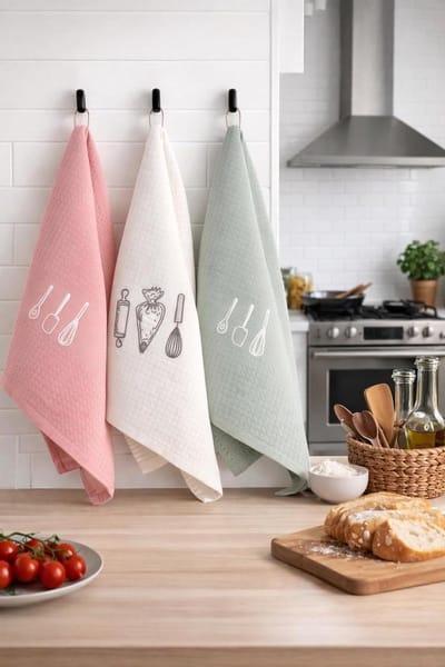 Cadeauset theedoeken - Keukendoeken set - Keuken decoratie - Decoratief geborduurd - 50 x 70 cm - Meerkleurig