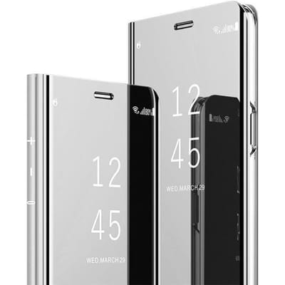 Folio Hoesje voor Xiaomi Redmi 9C, Luxe Transparant Clear Zacht Hard Hoesje Cover Redmi 9C, Zilver