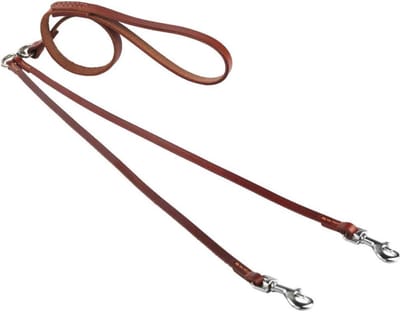 Kleine hond medium hond ketting hond riem toplaag koeienhuid dubbele hoofd tractie touw een voor twee hond riem hond ketting@AT