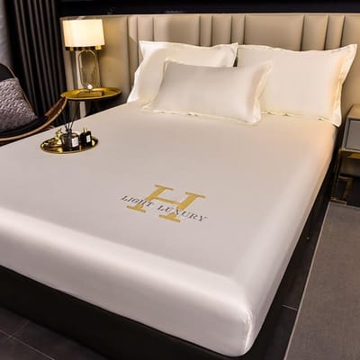 Drap-housse en satin haut de gamme avec élastique, couleur unie, soyeux, lisse, antidérapant, protège-matelas, couvre-lit, linge de lit 180x200x30cm