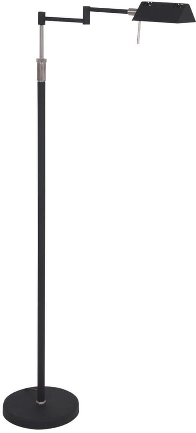 Zwarte vloerlamp Karl 5895ZW van Mexlite - Dimmens, hoogte verstelbaar, gemaakt van glas en metaal, 114-145cm, ideaal voor binnen gebruik