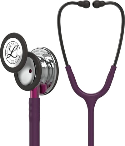 Littmann Classic III Stethoscoop 5960 spiegelend borststuk, pruimkleurige slang, roze steel en rookkleurige headset, 69 cm