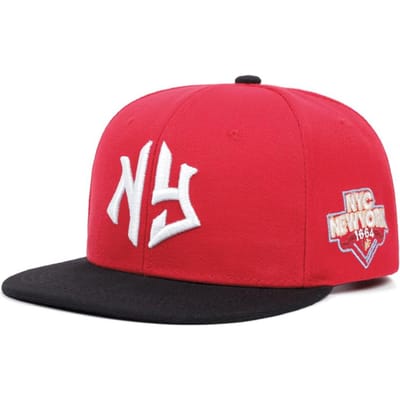 Nieuwe Platte Rand Hoed Letter Ny1664 Geborduurd Buiten Vrije Tijd Forens Zonbescherming Hoed Straat Pop Hiphop Hoed Uniseks Baseballpet red