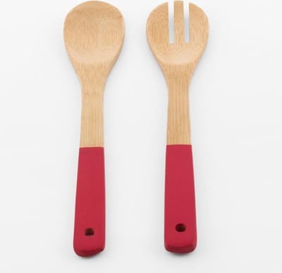 Bamboe Vork en Lepel - Rood