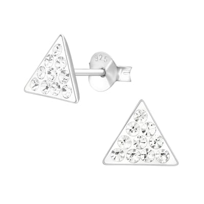 Aramat Jewels | Oorbellen | Zilveren oorbellen driehoek met kristalsteentjes | | | |7mm | Zilver | Kinderen, Volwassenen | Verkleurd niet