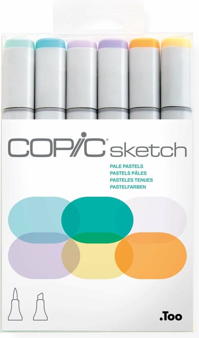 Copic Sketch Pale Pastels markeerstift 6 stuk(s) Beitel/penseelpunt Meerkleurig
