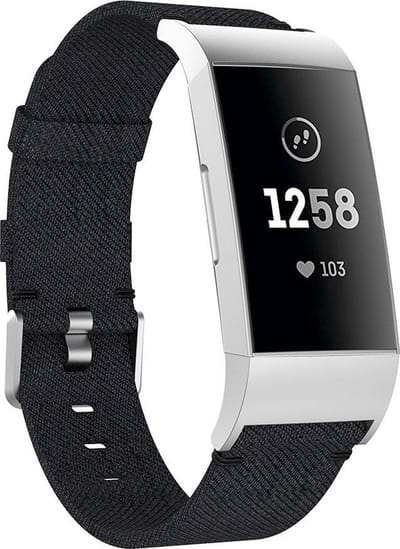 By Qubix - Compatible Fitbit bandje - geschikt voor Fitbit Charge 3 - Fitbit Charge 4 nylon bandje - Zwart - Horlogeband - smartwatchbandje