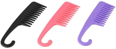 Dailygoods- Haarkam 3-delig - Grote Wijde Tandenkam - Krullend/Nat Haar - Flexibel/Duurzaam - Praktisch Ontwerp - 22,5 x 6,1 cm - Kam
