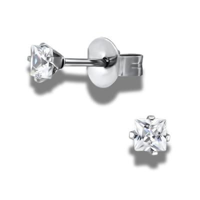 Oorstekers - oorbellen - edel staal - met zirkonia - 3 mm - hypoallergeen