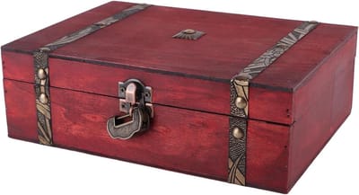 Decoratieve Houten Doos met Slot en Sleutel, Houten Sieradenbox voor Bewaren van Kostbaarheden en Herinneringen