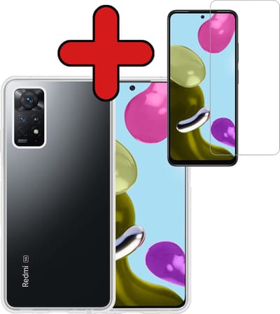 Hoesje - Met Screenprotector - Geschikt voor Xiaomi Redmi Note 11s - Sterk & Shockproof - Telefoon Hoes - Back Cover - Siliconen Case - Telefoonhoes - Transparant