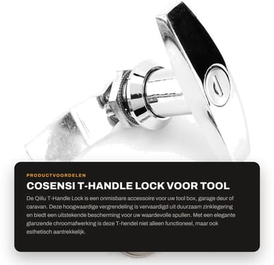 Dailygoods- T-handle Lock - Hoogwaardige Zinklegering - Deurslot Buitendeur - Deurslot met Sleutel - Deurslot voor Caravan - Compacte Structuur - Inclusief 2 Sleutels
