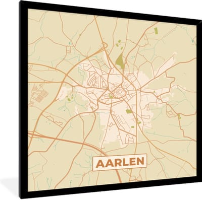 Fotolijst incl. Poster - Retro - Aarlen - Plattegrond - Stadskaart - Kaart - 40x40 cm - Posterlijst