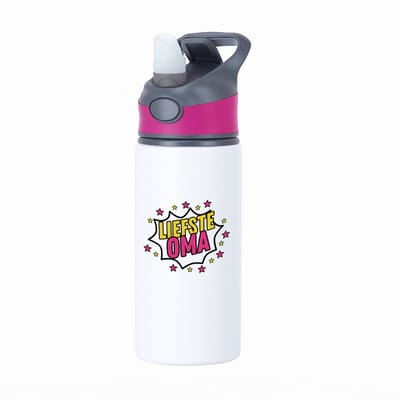 Hacebo® - Liefste oma waterfles met rietje roze - Oma - een oma die heel lief is - cadeautje voor oma - liefste ooit - verjaardagscadeau - kado - gift - geschenk - verrassing - water fles - 650ML