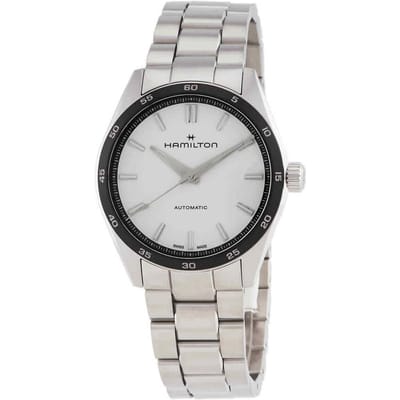 Hamilton Jazzmaster Performer Roestvrij staal Witte wijzerplaat Automatisch H36205110 100M Herenhorloge wit