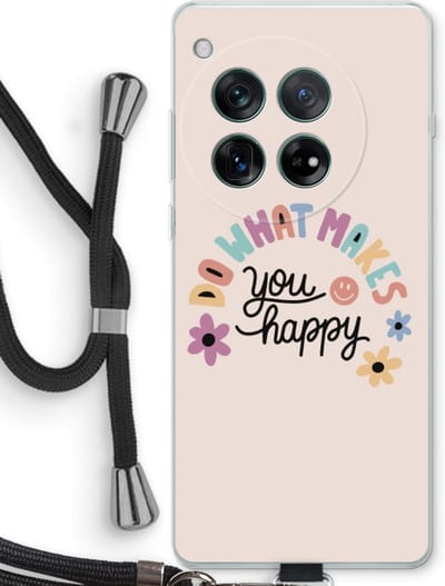 Case Company® - Hoesje met koord geschikt voor OnePlus 12r hoesje met Koord - Happy days - Telefoonhoesje met Zwart Koord - Bescherming aan alle Kanten en Over de Schermrand