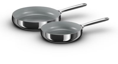 BergHOFF Home Belly Koekenpannen Set Ø 24 + 28 cm – Duurzame RVS Braadpan – PFAS-Vrije Bakpan met CeraGreen Keramische Antiaanbaklaag – Geschikt voor Inductie & Oven tot 230 °C – Stellar Steel