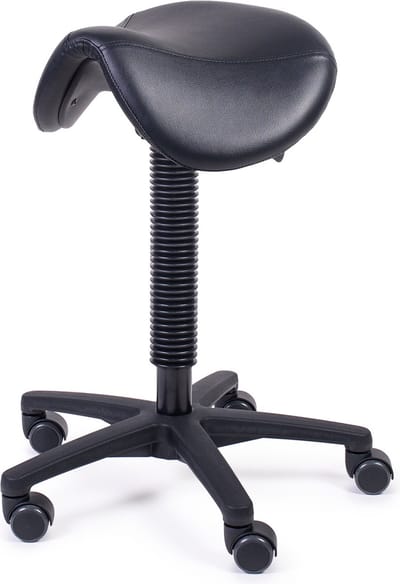 MTM STOELEN - Zadelkruk FREYA 200-N - standaard zitting zwart kunstleer - zithoogte 52/72 cm - optimaliseert zithouding, comfort en mobiliteit - kapperskruk