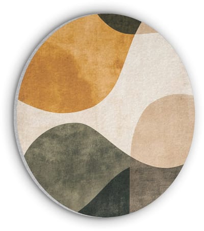 Akoestisch wandpaneel rond 50x50 cm - Vilt schilderij Vormen - Okergeel - Abstract - Ronde akoestische panelen - Geluidsdempende wanddecoratie - Geluidsisolatie wandcirkel - Muurdecoratie geluidspanelen