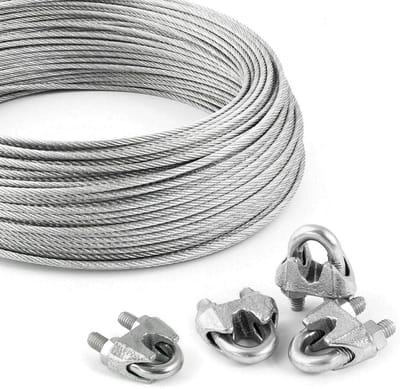 Staalkabel Set - Klimtouw Staal - Klimhulp Bevestigen - Verzinkt Staal - 4mm 30m