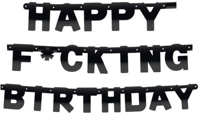 Happy Fucking Birthday letterslinger - 220 cm - karton - verjaardag versiering - zwart