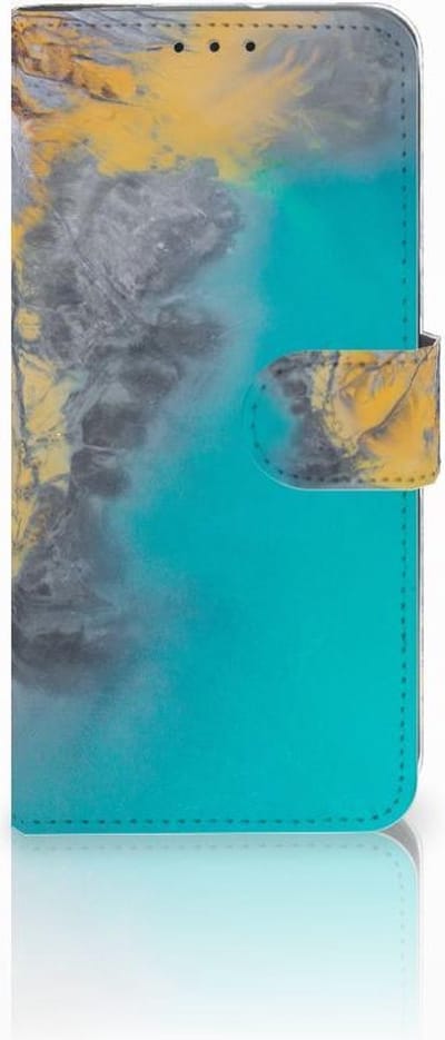 Motorola Moto G7 Power Bookcase Marble Blue Gold