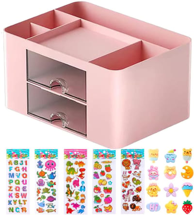 Dailygoods- Bureau-organizer multifunctioneel - Bureau-organizer met lades - Tafelorganizer - Pennenhouder - Ruimtebesparend - Hoogwaardige kunststof 19,5 x 14 x 10 cm